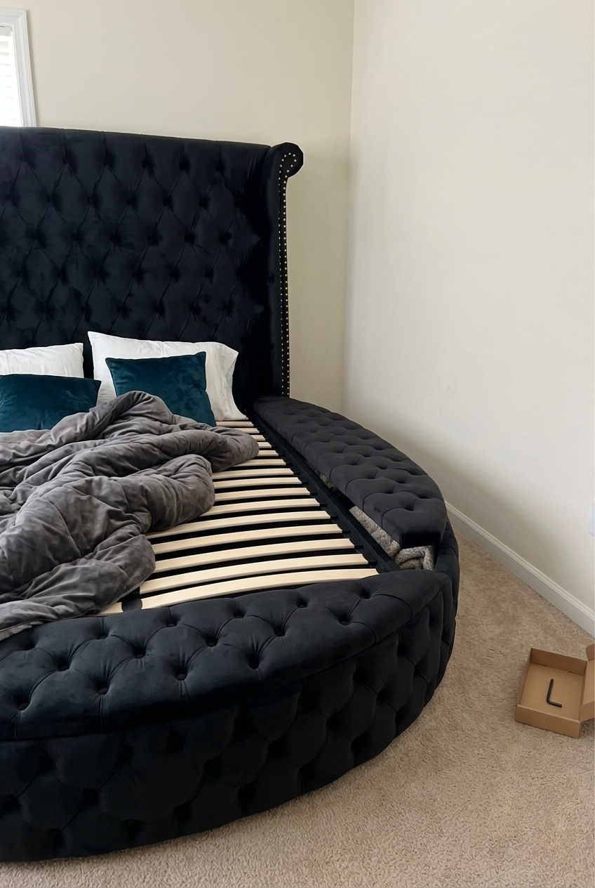 Sculptural Sanctuary: How to Style a Round Upholstered Storage Bed