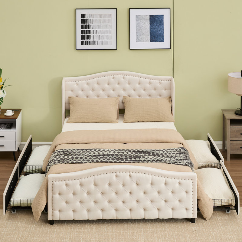 House Of Hampton Kassaia Tufted Upholstered Storage Bed With Drawers W100625383