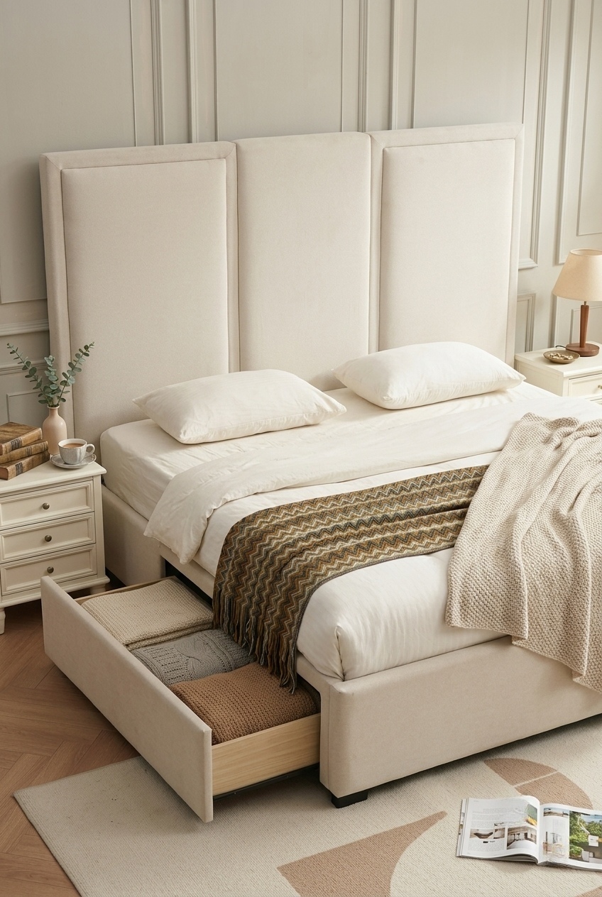 How to Style an Upholstered Storage Bed with High Headboard for Timeless Elegance