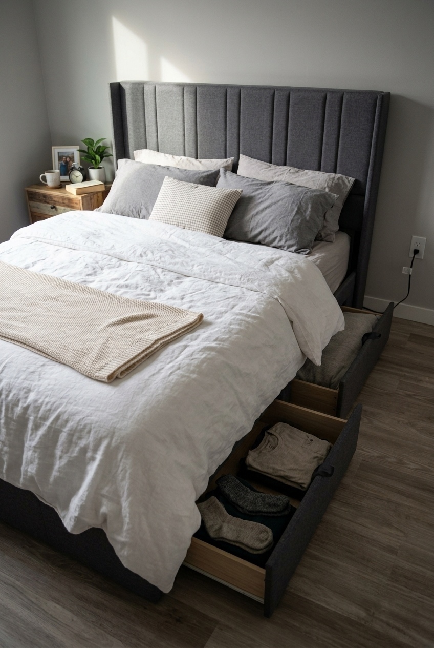 The Art of Layering: Styling an Upholstered Platform Bed With Storage