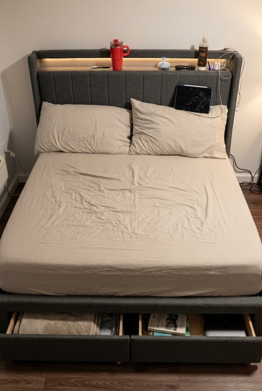 Elevating the Modern Suite with the Upholstered Storage Bed With LED Headboard