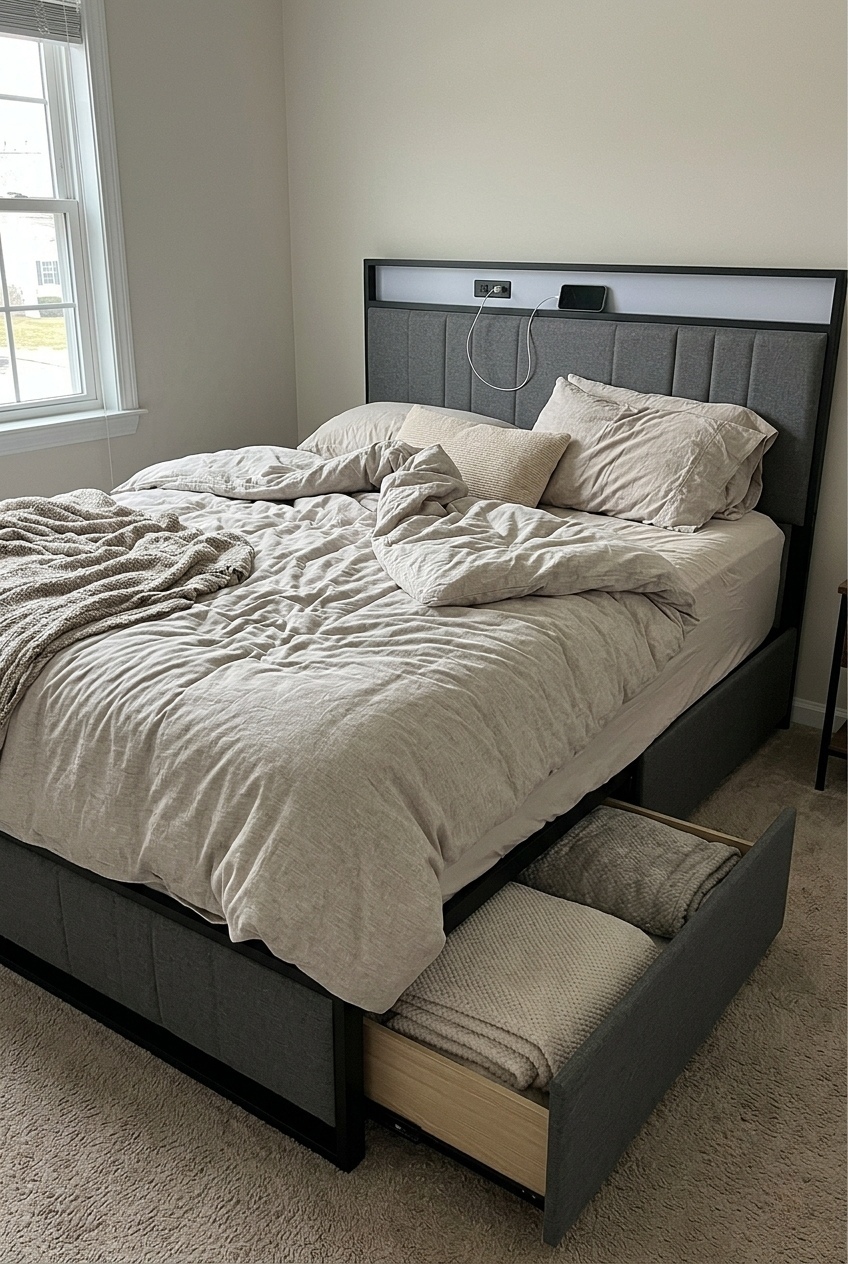 The Art of Layering: How to Style a Cozy Upholstered Storage Bed Frame Design