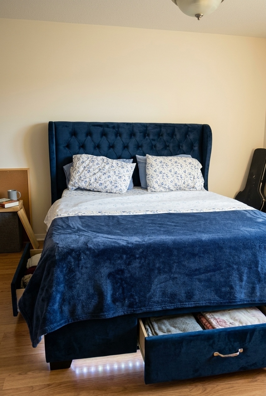 The Art of Curated Rest: Layering Texture Around a Velvet Storage Sanctuary