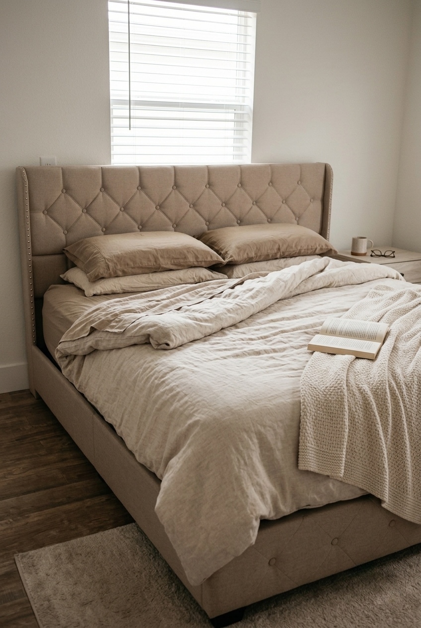 Curating Tranquility: The Art of Layering Around an Architectural Bed Frame