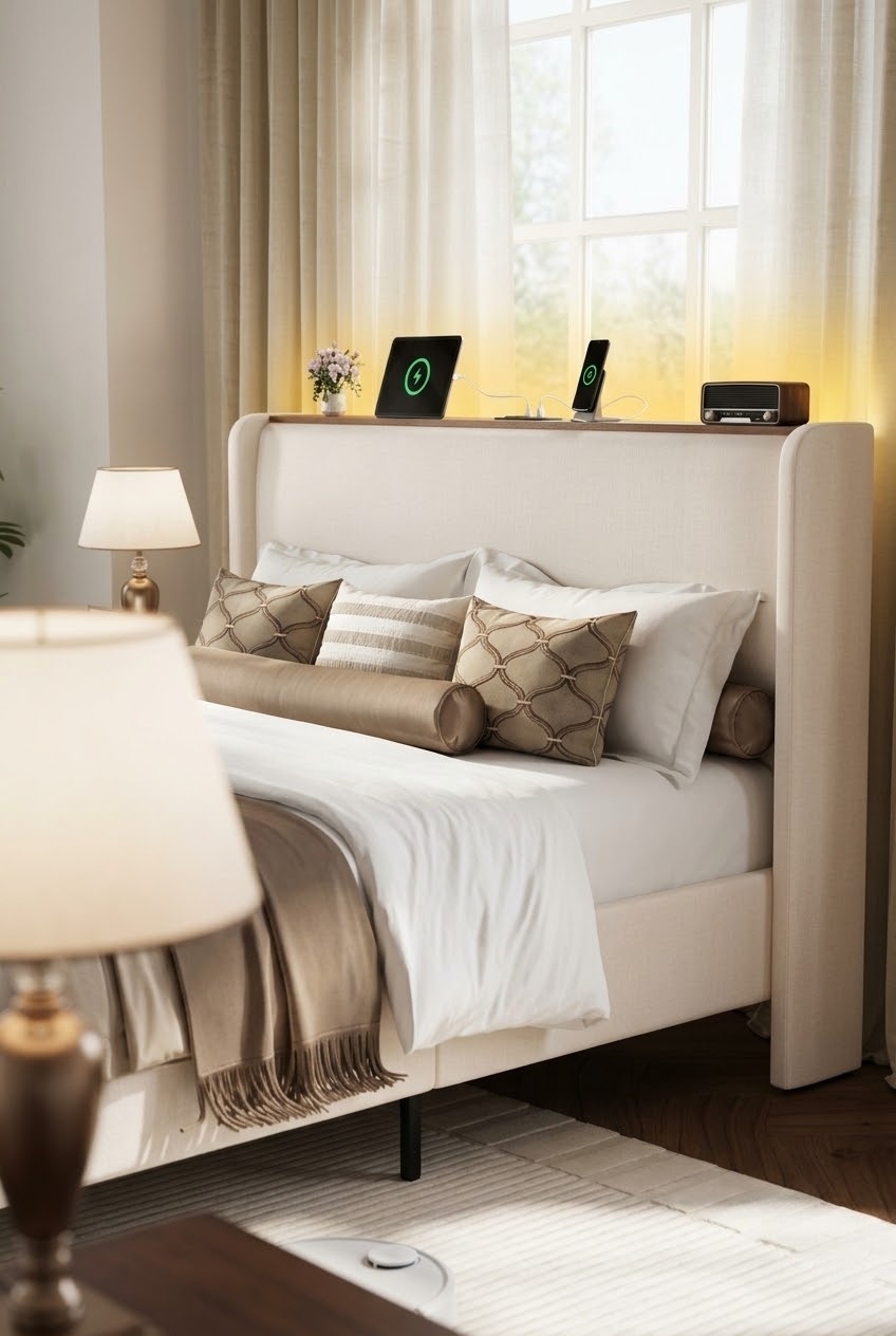 Sculpting Ambiance: How to Style an Upholstered Platform Bed With LED Lights