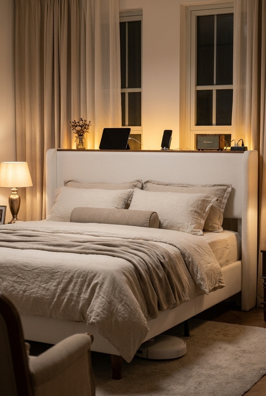 Sculpting Ambiance: How to Style an Upholstered Platform Bed With LED Lights