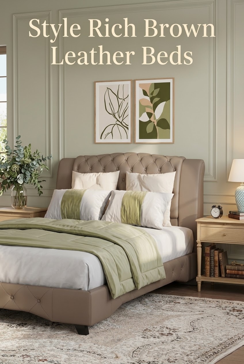 The Art of Grounding: How to Style a Rich Brown Leather Bed in a Contemporary Neutral Bedroom