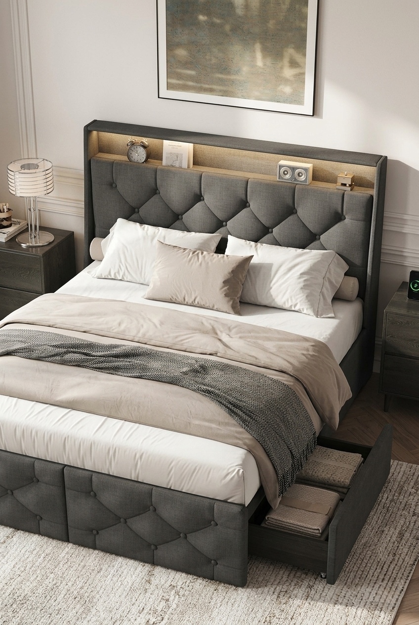 Harmonizing Classical Texture and Ambient Glow: The Curated Bedroom