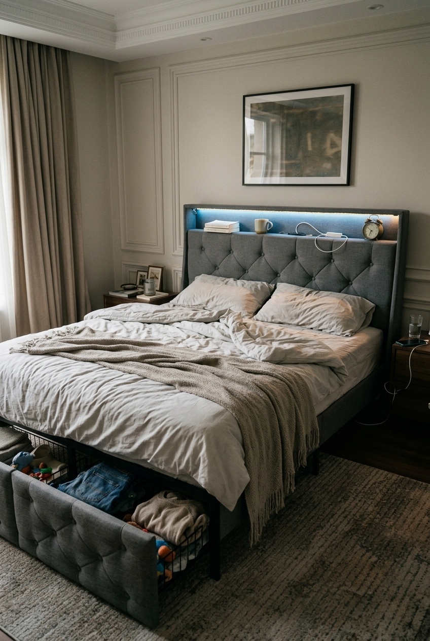 Harmonizing Classical Texture and Ambient Glow: The Curated Bedroom